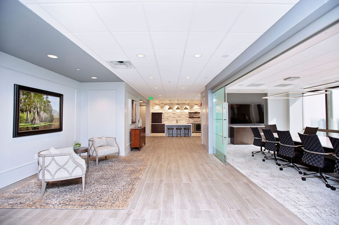 Corporate office interior design services at Smith, Hulsey & Busey in Jacksonville, Fla.